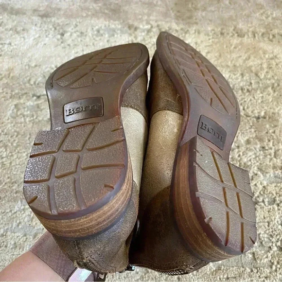 Born Two Tone Brown Leather Suede Ankle Booties Cut Out  Buckle Strap: 6.5M - Picture 10 of 11